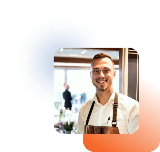 Serveur en restauration au contact d’un client de proximité